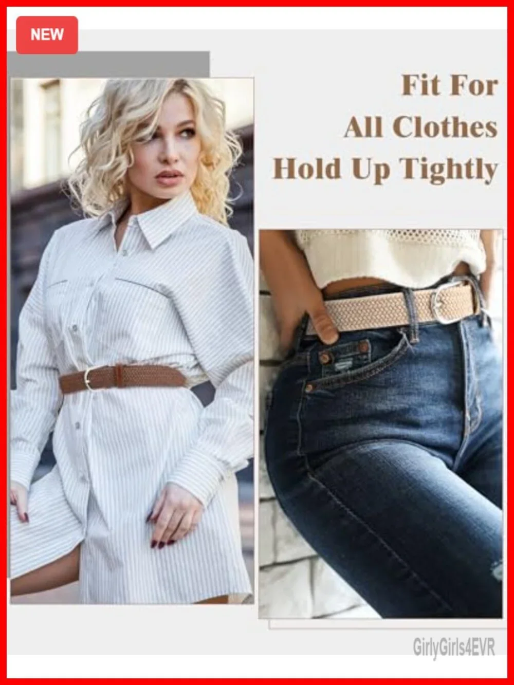 4 Pack Stretch Belt Women Men Woven Braided Waist Band for Dress Tights Golf